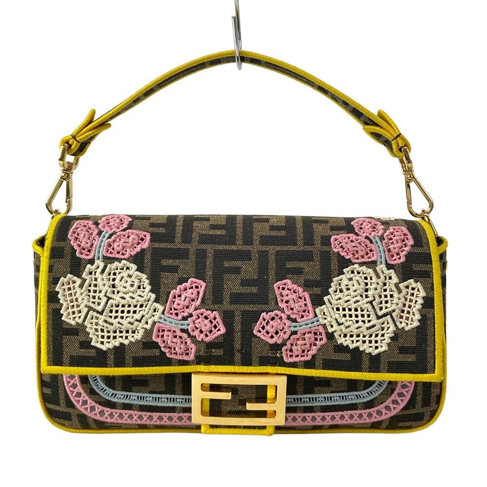 Fendi Mama Bucket Handbag 8BR600 Beige Dark Brown Multi